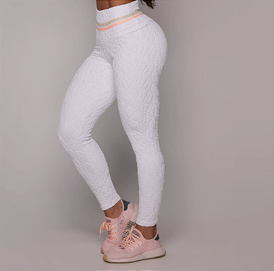 Legging Empina Jacquard Nature Branco - Tamanho único 38 a 42
