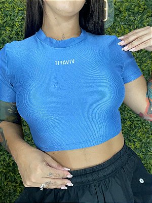 Cropped Viva Fit Glossy Azul Claro -P/M/G