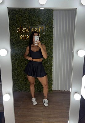 Conjunto Shorts Saia Preto -Tamanho único 36 a 42