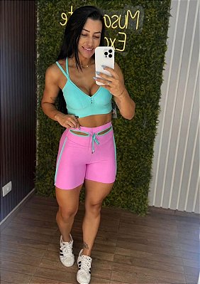 Conjunto Curto Semi Empina Rosa -Tamanho único 38 a 42