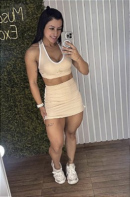 Conjunto Shorts Saia Nude -Tamanho único 36 a 42