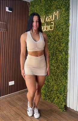 Conjunto Shorts Saia Nude -Tamanho único 36 a 42