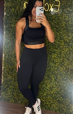 Conjunto Tradicional Canelado Preto -P 36 a 38