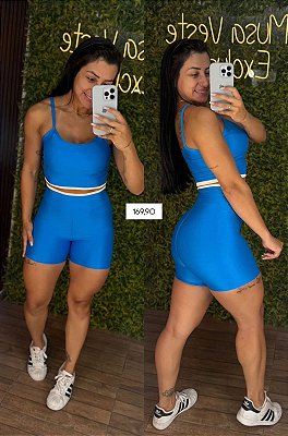 Conjunto Curto Tradicional Glossy Azul - P/M 34 a 38