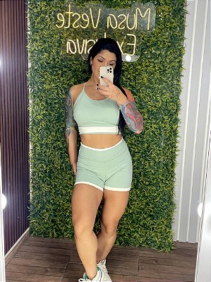 Conjunto Tradicional Ammy Verde Agua - Veste P ao G