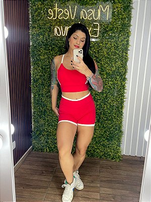 Conjunto Tradicional Ammy Vermelho Duo - Veste P ao G