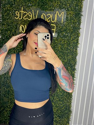 Regatinha Cropped Azul -Tamanho M/G