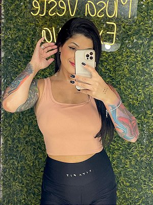 Regatinha Cropped Marrom Claro -Tamanho M/G