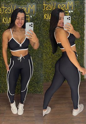 Conjunto Semi Empina Duo Preto/Branco- Tamanho único 38 a 42