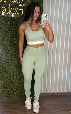 Conjunto Semi Empina Bolsinho Verde Água -M/G