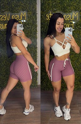 Conjunto Semi Empina Brocado Uva/Off - Tamanho único 36 a 42