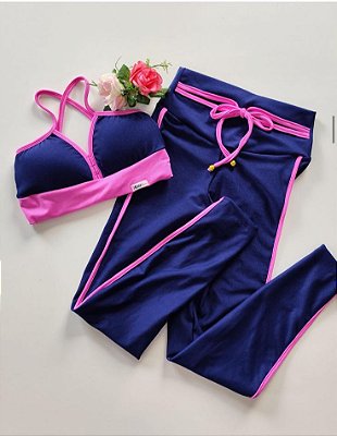 Conjunto Semi Empina Glossy Azul/Lilás - Tamanho único 38 a 42