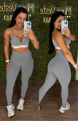 Legging Tradicional Mescla Cinza- Tamanho único 38 a 42