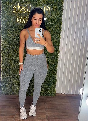 Legging Empina Mescla Cinza- Tamanho único 38 a 42