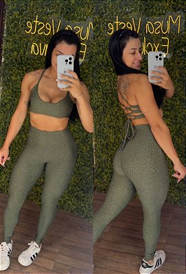 Conjunto Tradicional Jacquard Verde - Tamanho único 38 a 42