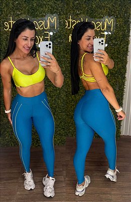 Conjunto Tradicional Linhas Azul Top Lima - Tamanho único 38 a 42