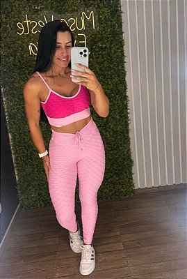 Conjunto Semi Empina Brocado Rosa Duo - Tamanho único 38 a 42/44