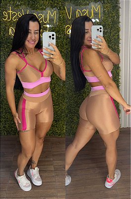 Conjunto Curto Semi Empina Bronze/Pink - Tamanho único 38 a 42