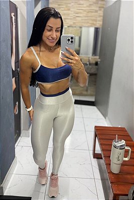 Conjunto Tradicional Glossy Prata/Azul -Tamanho único 38 a 42