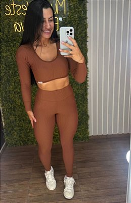 Conjunto Tradicional Canelado Marrom - Tamanho único 38 a 42