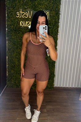 Macaquinho Semi Empina Lines Marrom - Tamanho único 36 a 40