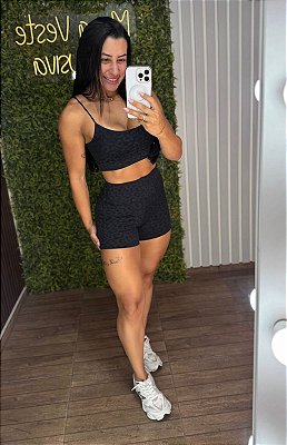 Shorts Curto Tradicional Jacquard Coat Preto -P/M/G