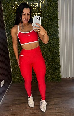 Conjunto Tradicional Fitness Vermelho - Tamanho único 38 a 42