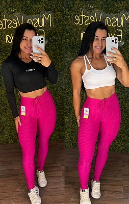 Legging Semi empina Brocada Pink -Tamanho único