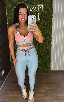 Conjunto Semi Empina Azul/Rosa/Once- Tamanho único 38 a 42