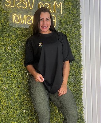 Camisa Over Preta-Brasil -M/G