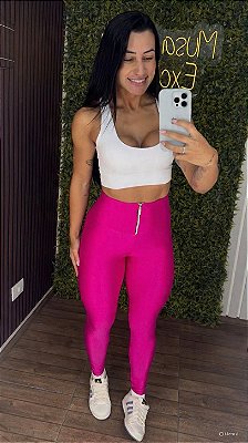 Legging Tradicional com Ziper Glossy Pink- M/G
