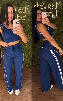 Conjunto Tradicional Stylo Fitness Azul Marinho - Tamanho único 38 a 42
