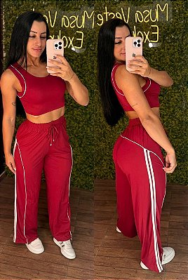 Conjunto Tradicional Stylo Fitness Bordô - Tamanho único 38 a 42