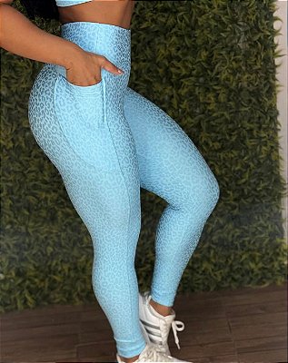 Legging Tradicional Jacquard Once Azul - 38 a 42