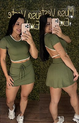 Conjunto Shorts Saia Mary Verde -Tamanho único 38 a 42