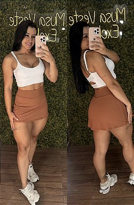 Conjunto Shorts Saia Mary Doce de Leite -Tamanho único 38 a 42
