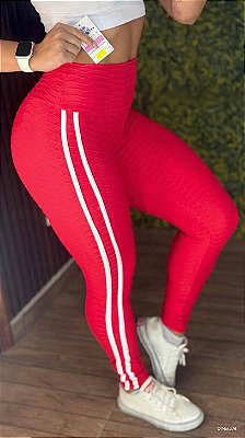 Legging Tradicional Brocado Vermelho - P/M/G 38 a 42