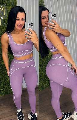Conjunto Tradicional Pump Sem Costura/Canelado Azul Marinho -P/M e G