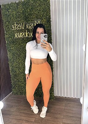 Legging Tradicional Bolsinho Laranja - Tamanho único 38 a 42