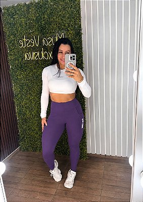 Legging Tradicional Bolsinho Roxo - Tamanho único 38 a 42