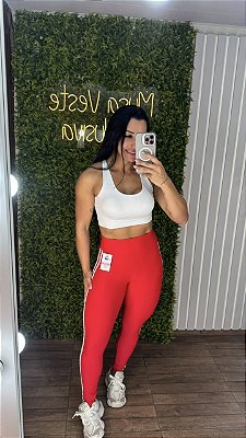 Legging Tradicional Brocada Vermelho - Tamanho único 36 a 42