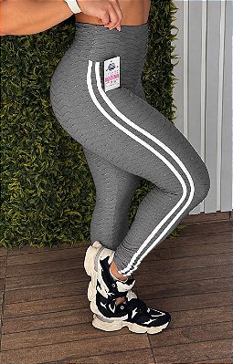 Legging Tradicional Brocada Cinza - Tamanho único 36 a 42