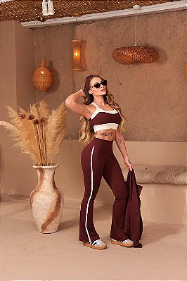 Conjunto Tradicional Flare Make - Marrom - M/G