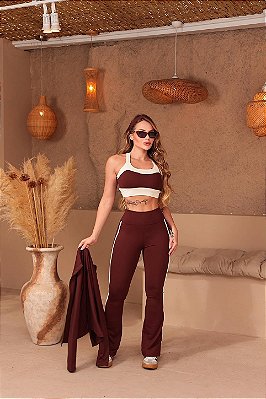 Legging Tradicional Flare Make - Marrom - M/G