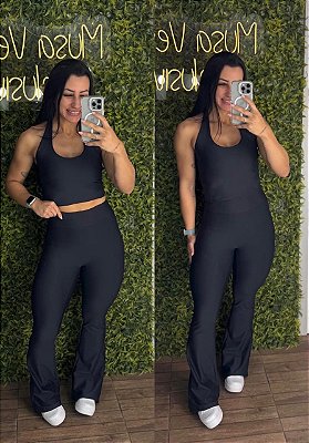 Legging Tradicional Flare Preto - Tamanho único 38 a 42