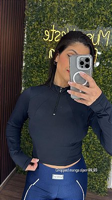 Cropped Manga com Ziper Preto - Tamanho
