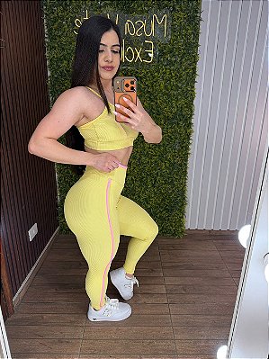 Conjunto Tradicional Canelado Amarelo- - Tamanho único 38 a 42