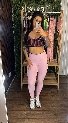 Conjunto Fitness Bicolor Rosé - Veste 38 a 42
