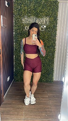Conjunto Curto Jacquard Once Bordô Tamanho Único