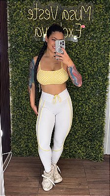 Conjunto Semi Empina Poá Amarela - Veste 38 a 42